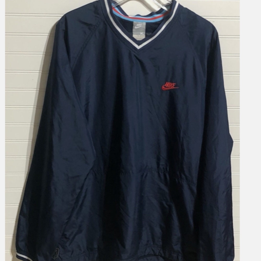 Nike Baseball 72 V-Neck Long Sleeve Navy Blue Nylon Windbreaker Men's XL